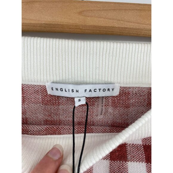 English Factory Red & White Gingham Checkered Knit Skirt Small New - Picture 3 of 6